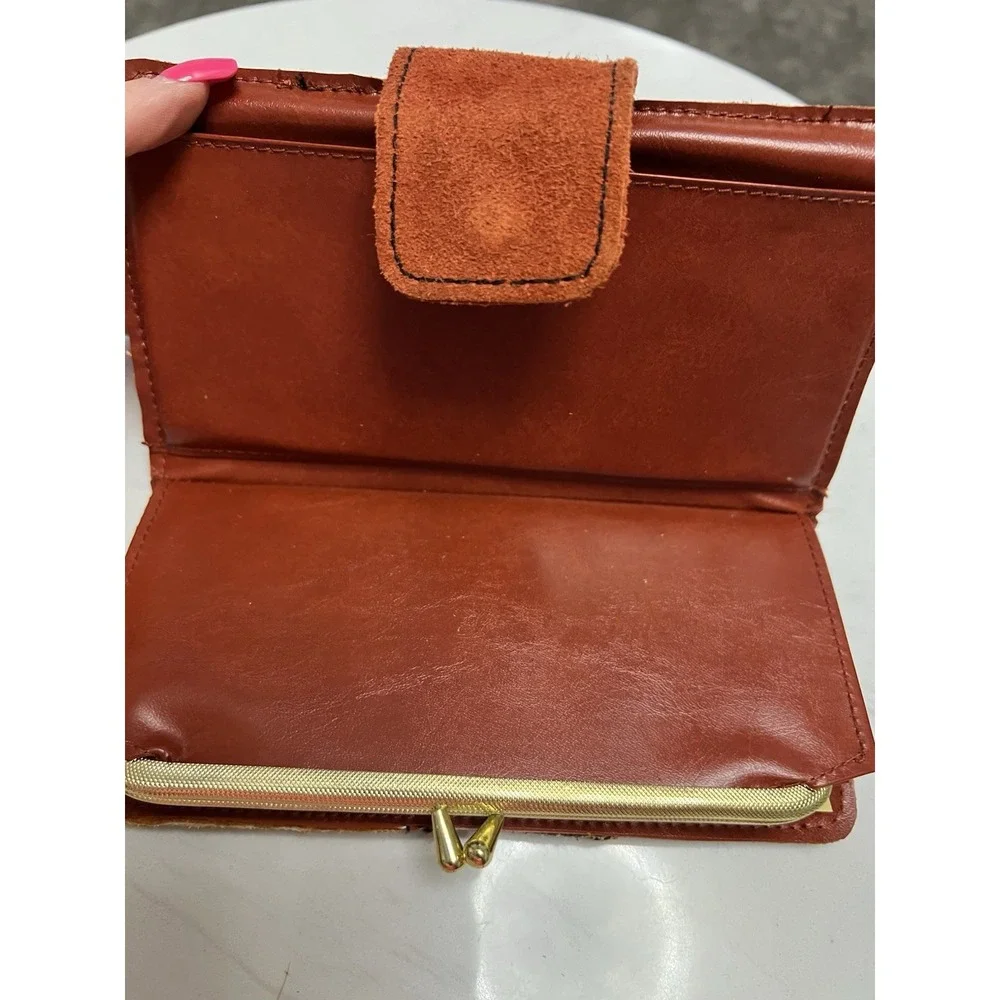Vtg 1970s Patchwork Suede Leather Wallet‎ Organizer Boho Made in Hong Kong